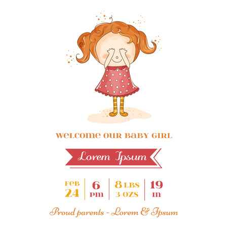 Baby Girl Arrival Card - with Baby Girl のイラスト素材