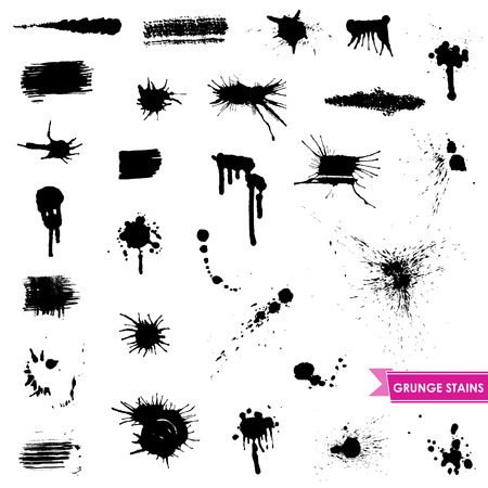 Set of Grunge Ink Stains Elementsのイラスト素材