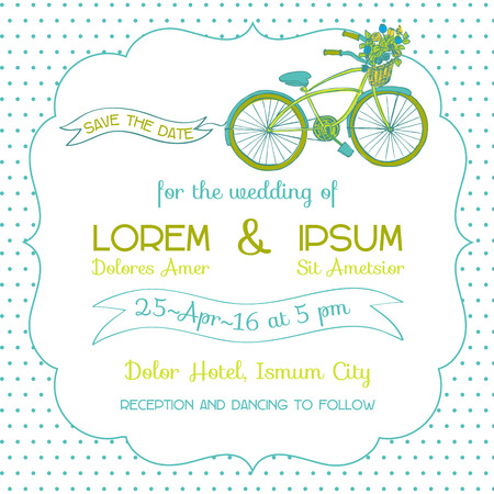 Wedding Invitation Card - Vintage Bicycle Theme - in vectorのイラスト素材