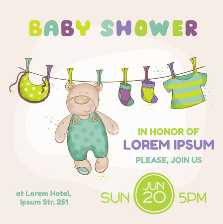 Baby Bear Shower Card - with place for your text - in vectorのイラスト素材