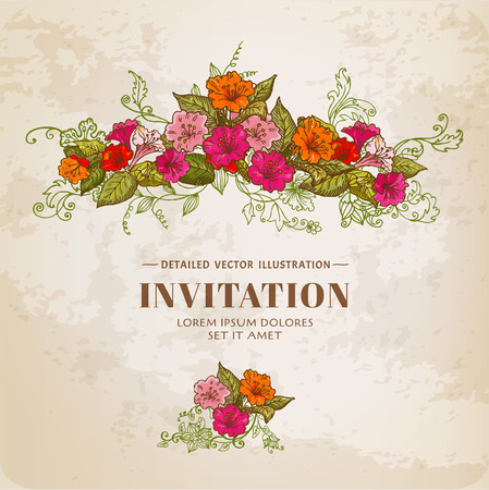 Vintage Floral Card - for design, background, invitation のイラスト素材
