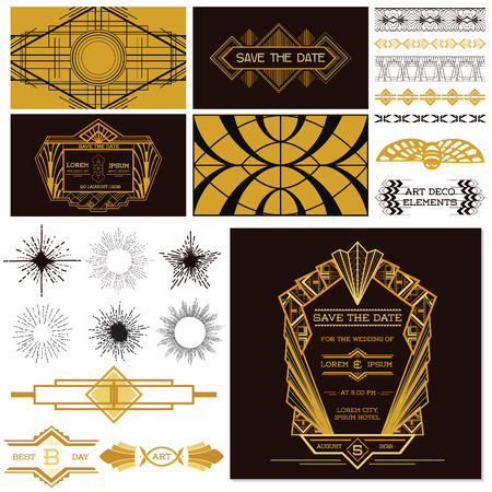 ART DECO OR GATSBY Party Set のイラスト素材