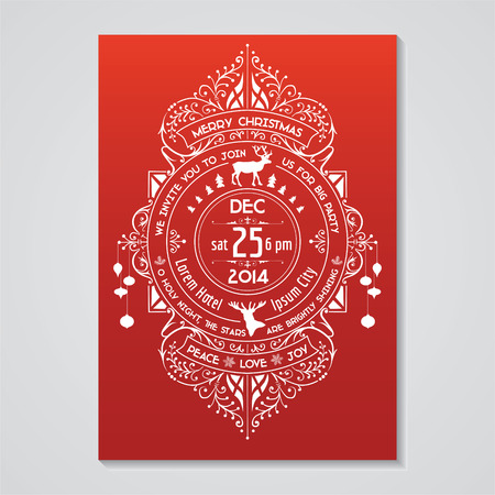 Christmas Invitation Card - Art Deco Style - Typography and Calligraphic Design のイラスト素材