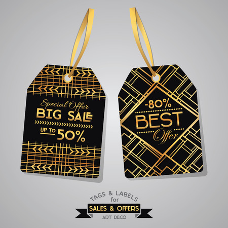 SALE Tags and Labels - Art Deco Style - in vectorのイラスト素材