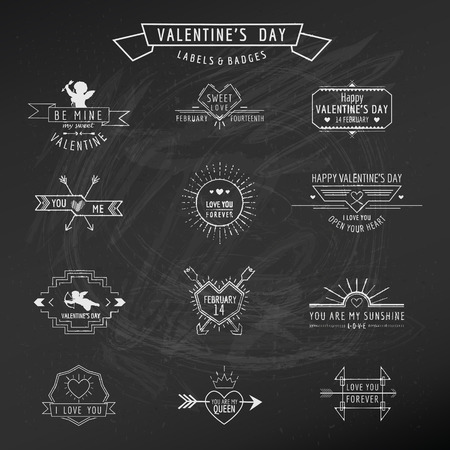 Valentine's Day - Set of Badges and Labels - in vectorのイラスト素材