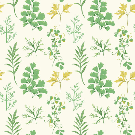 Floral Background - Leaves and Herbs - hand drawn watercolor style - in vectorのイラスト素材
