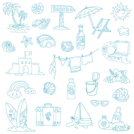 Seaside and Summer - design elements in vectorのイラスト素材