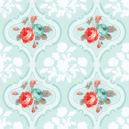 Vintage Floral Background - Seamless Rose Flowers Pattern - in vectorのイラスト素材
