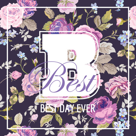 Shabby Chic Flowers Graphic Design - for t-shirt, fashion, prints - in vectorのイラスト素材