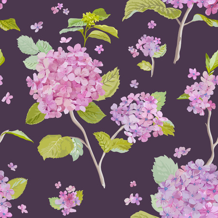 Vintage Hydrangea Background - seamless pattern for design, print, scrapbookのイラスト素材