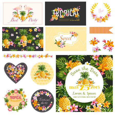 Baby Shower Tropical Theme - Scrapbook Design Elements, Backgrounds のイラスト素材
