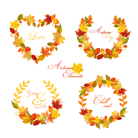 Autumn Wreath - Banners and Tags - in vectorのイラスト素材
