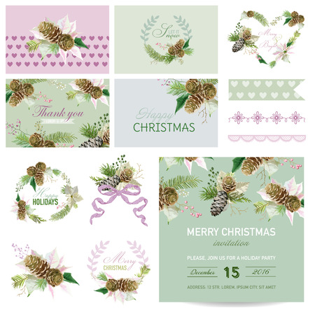 Scrapbook Design Elements - Christmas Theme - in vectorのイラスト素材