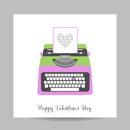 Love Card with Typewriter - Wedding, Valentine\'s Day, Invitation のイラスト素材