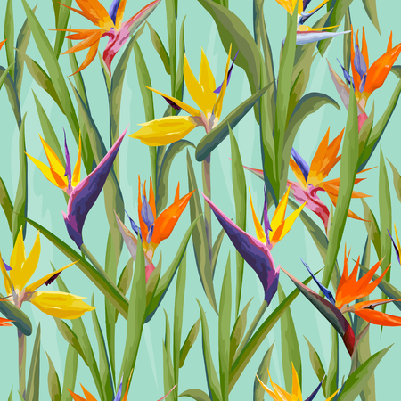Tropical Flowers Background - Vintage Seamless Pattern - in vectorのイラスト素材