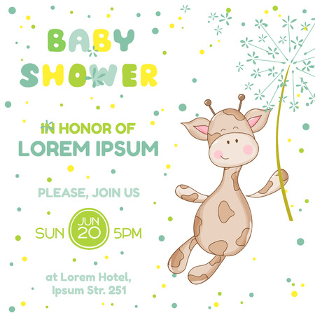 Baby Shower or Arrival Card - with Baby Giraffeのイラスト素材