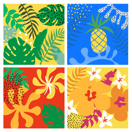 Tropical Graphic Design. Exotic Background. Geometric Pattern. T-shirt Design. Fashion print. Vector Background. Tropical Summer Card.のイラスト素材