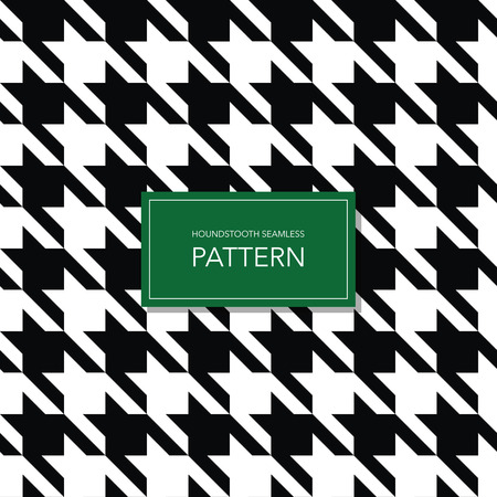 Seamless Black and White Houndstooth Vector Background. Retro Geometric Pattern for Clothing Fashion or Vintage Textile Texture.のイラスト素材