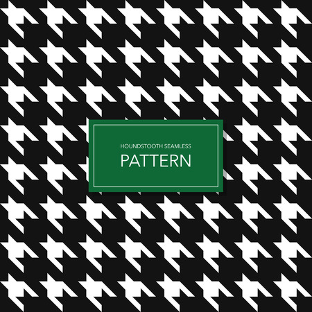 Seamless Black and White Houndstooth Vector Background. Retro Geometric Pattern for Clothing Fashion or Vintage Textile Texture.のイラスト素材