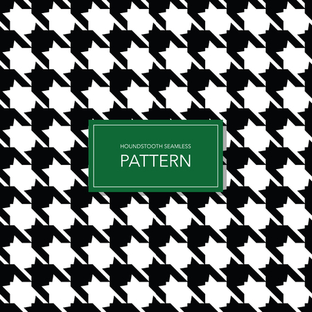Seamless Black and White Houndstooth Vector Background. Retro Geometric Pattern for Clothing Fashion...
