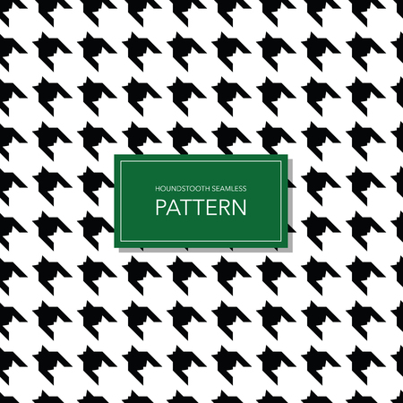 Seamless Black and White Houndstooth Vector Background. Retro Geometric Pattern for Clothing Fashion or Vintage Textile Texture.のイラスト素材