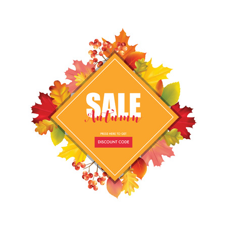 Colorful Sale Card or Banner with Autumn Leaves in Vector with place for Textのイラスト素材