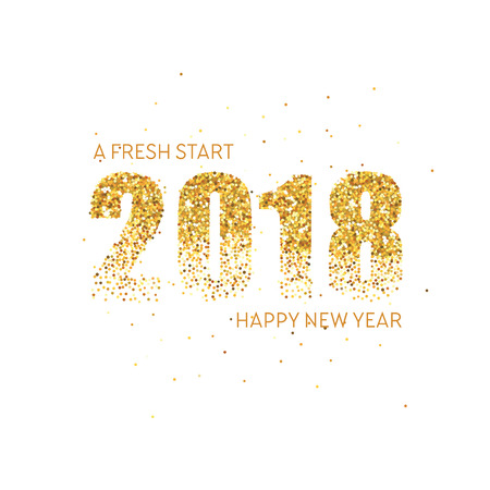 Happy New Year Golden Glitter Greeting Card for your Invitation, Brochure, Posters, Banners,...