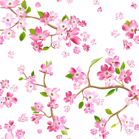 Blooming spring flowers pattern background. Seamless fashion print in vectorのイラスト素材