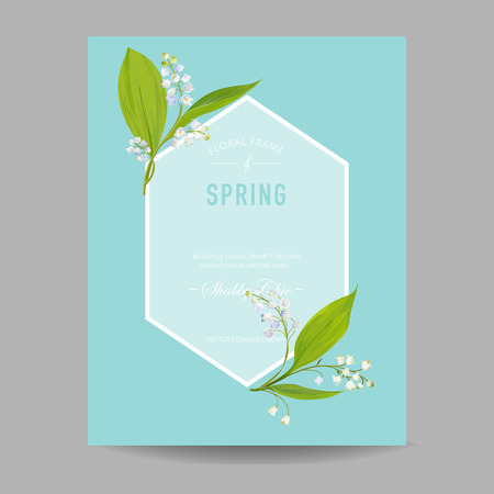Floral Spring Design Template for Wedding Invitation, Greeting Card, Sale Banner, Poster, Placard, Cover. Background with Lily Flowers. Vector illustrationのイラスト素材