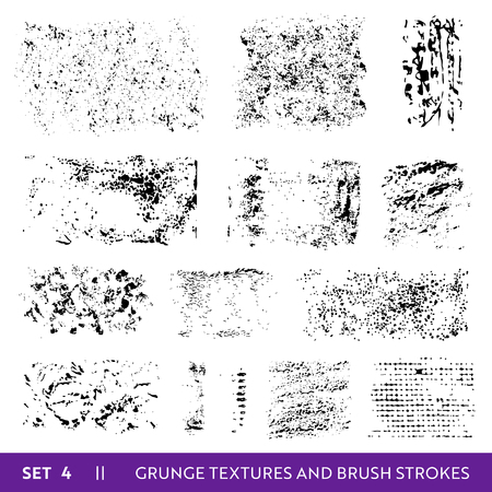 Ink Brush Strokes Grunge Collection. Dirty Design Elements Set. Paint Splatters, Freehand Grungy Lines. Vector illustrationのイラスト素材