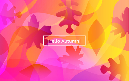 Hello Autumn Layout with Leaves for Web, Landing Page, Banner, Poster, Website Template. Fall Seasonal Background for Mobile App, Social Media. Vector illustrationのイラスト素材