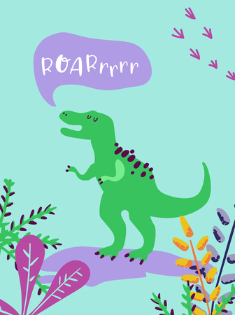Cute T Rex Dinosaurs for Poster Print, Baby Greetings Illustrationのイラスト素材