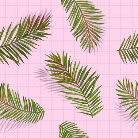 Tropical Palm Leaves Seamless Pattern. Jungle Floral Background. Summer Exotic Botanical Foliage Design with Tropic Plants for Fabric, Fashion Textile, Wallpaper. Vector illustrationのイラスト素材