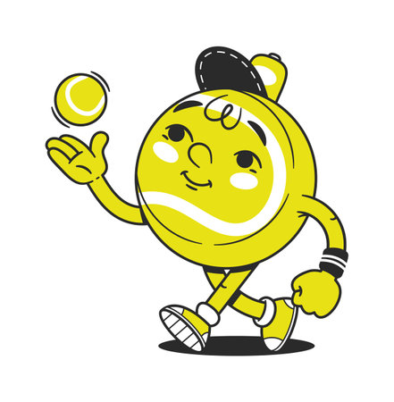 Tennis sport character throws ballのイラスト素材
