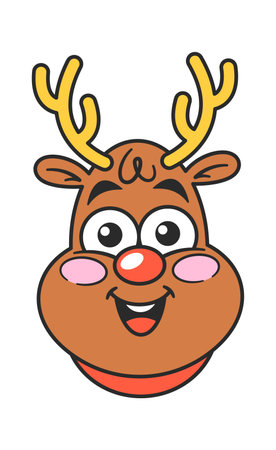 Christmas positive smiling reindeer faceのイラスト素材