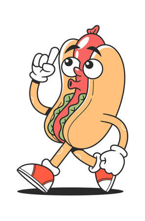 Kawaii hot-dog fastfood snack characterのイラスト素材
