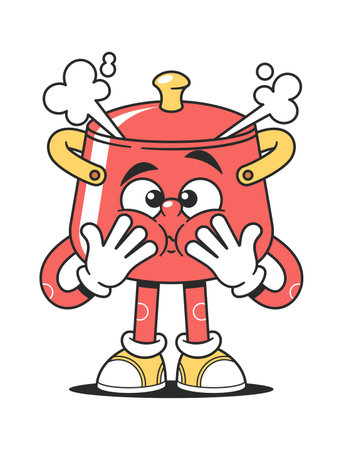 Cute boiling pot kawaii characterのイラスト素材