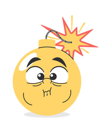 Cute comic bomb holding breathのイラスト素材