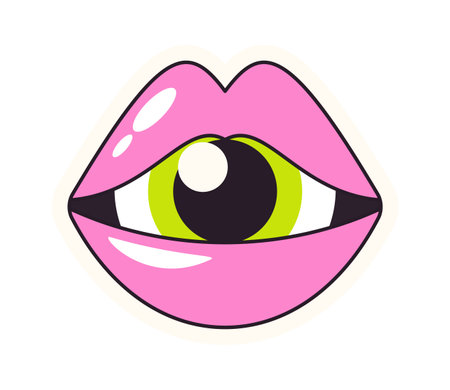 Looking mouth pop art stickerのイラスト素材