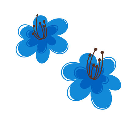 Exotic blue flower buds artworkのイラスト素材
