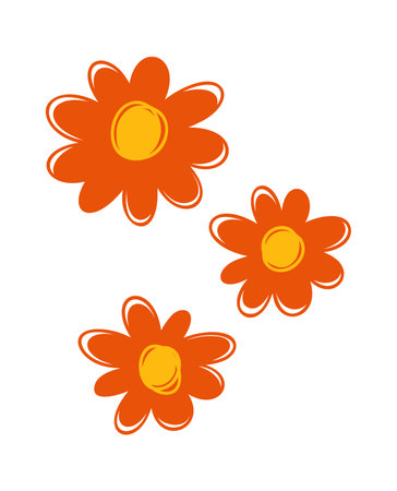 Colorful chamomile flower blooms designのイラスト素材