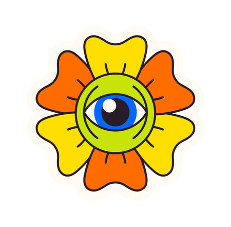 Eye floral pop art stickerのイラスト素材