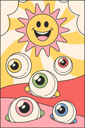Comic eyes under sun bannerのイラスト素材