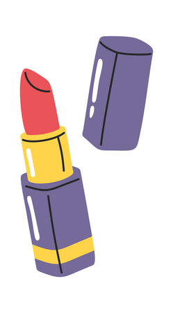 Hand drawn opened red lipstickのイラスト素材