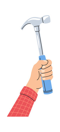 Person holding hammer hand drawnのイラスト素材