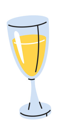 Graduation champagne glass hand drawnのイラスト素材