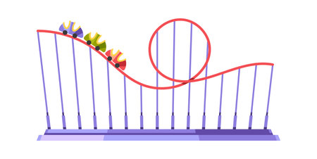 Roller coaster ride amusement parkのイラスト素材