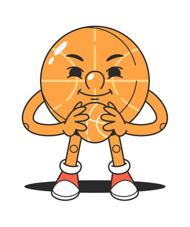 Groovy basketball character holding ballのイラスト素材