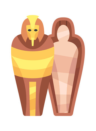 Sarcophagus ancient Egyptian artifact cartoonのイラスト素材