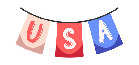 USA flags string decorative element